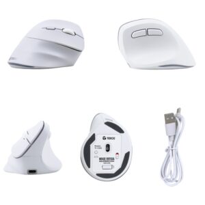TEROS TE-1236S – Wireless RGB Blanco, 6 botones con rueda, ergonómico vertical – Precio Perú | Redytec Perú
