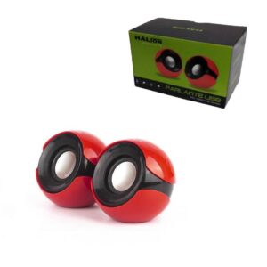Parlantes Halion HA-S12 USB 2.0 – ROJO & NEGRO