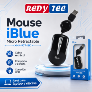 Mouse iBlue Micro Retractable XMK-977-BK USB Negro
