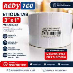 Etiquetas Térmicas 3” x 1” – Alta Calidad para Precios, Códigos de Barras e Inventario