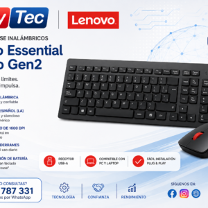 Teclado + Mouse inalámbricos Lenovo Essential Combo Gen2, Negro, Español (LA) 171